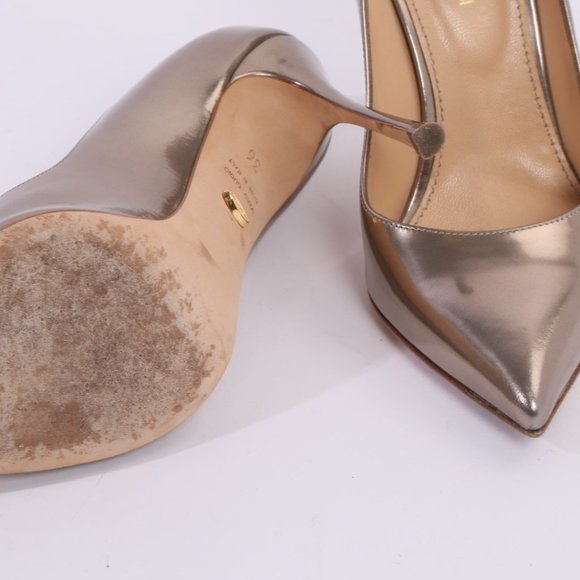SERGIO ROSSI Metallic Leather Pointed Toe Heels - Picture 13 of 13